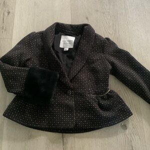 Janie and Jack girls peplum Chanel style blazer jacket faux‎ fur shimmer classic